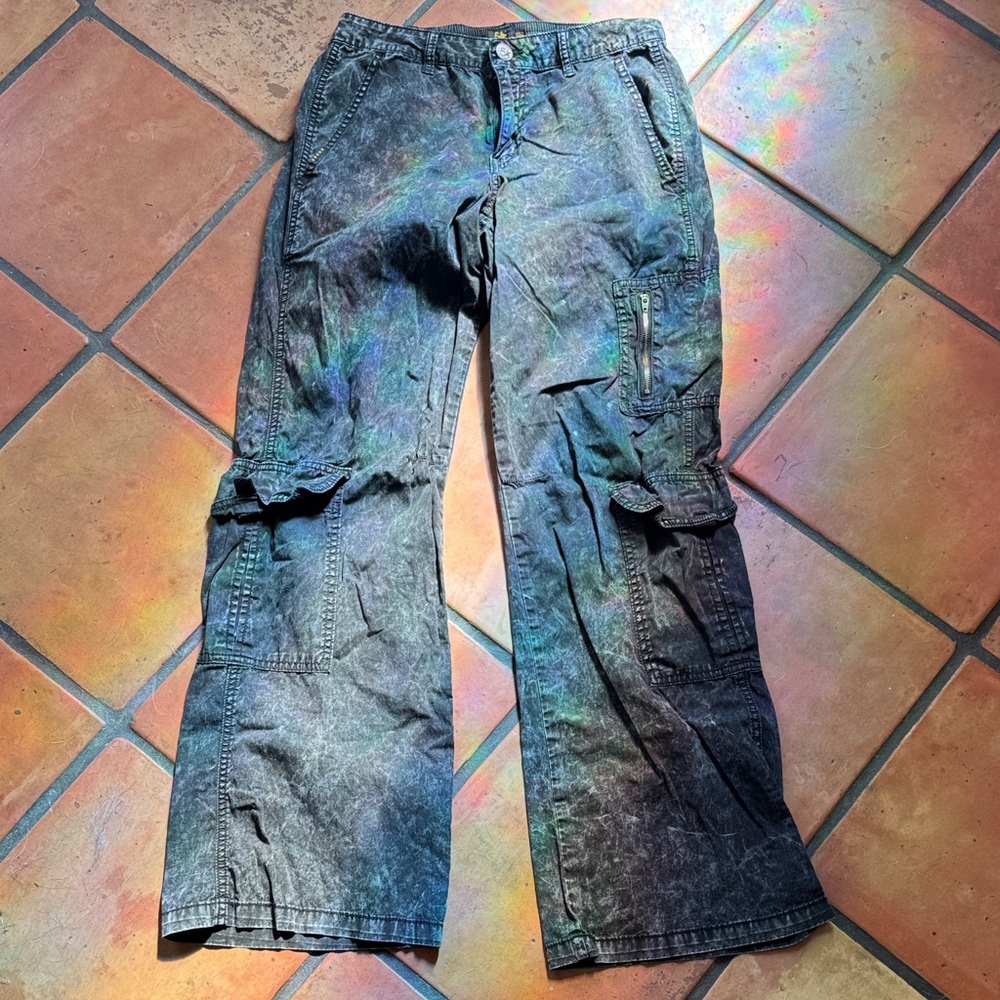 Casual Black Cargo Wide Leg Jeans